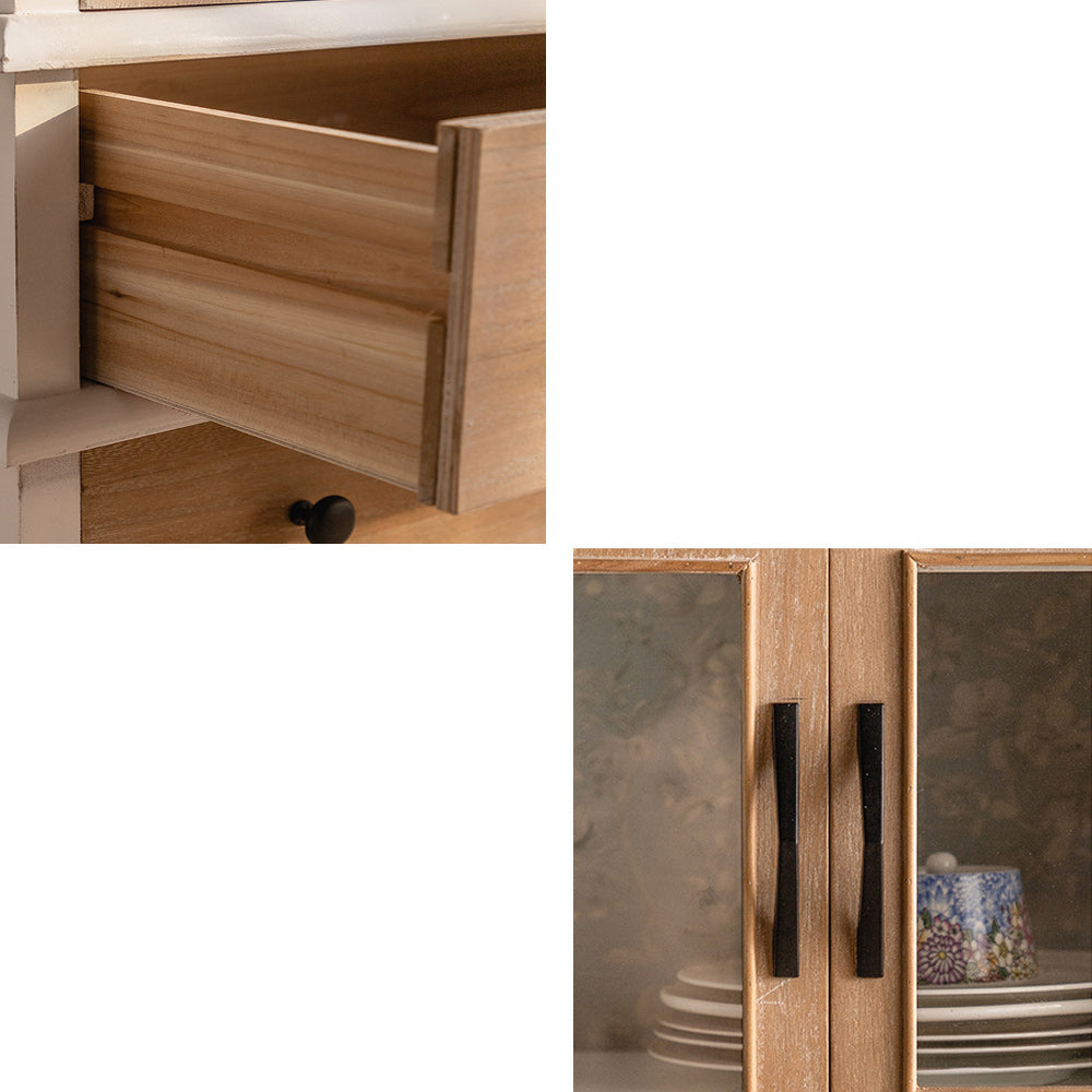 伝統的な松のディスプレイスタンドガラスドアリビングルーム用の収納キャビネット