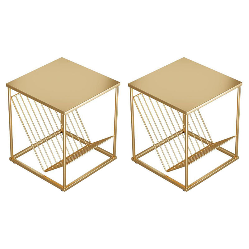 1 Shelf Metal Nightstand Industrial Open Storage Night Table ,17.7" Tall Gold 2 Piece Set Clearhalo 'Bedroom Furniture' 'furn' 'furn_night_stand' 'Furniture' 'night_stand' 'Nightstands' 6469858
