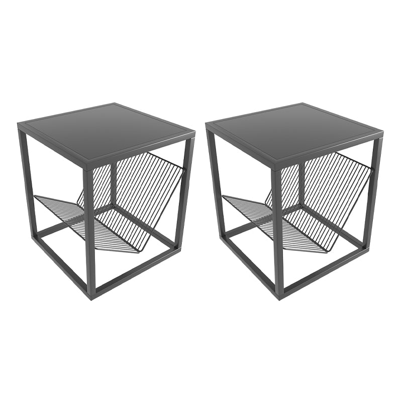 1 Shelf Metal Nightstand Industrial Open Storage Night Table ,17.7" Tall Black 2 Piece Set Clearhalo 'Bedroom Furniture' 'furn' 'furn_night_stand' 'Furniture' 'night_stand' 'Nightstands' 6469861