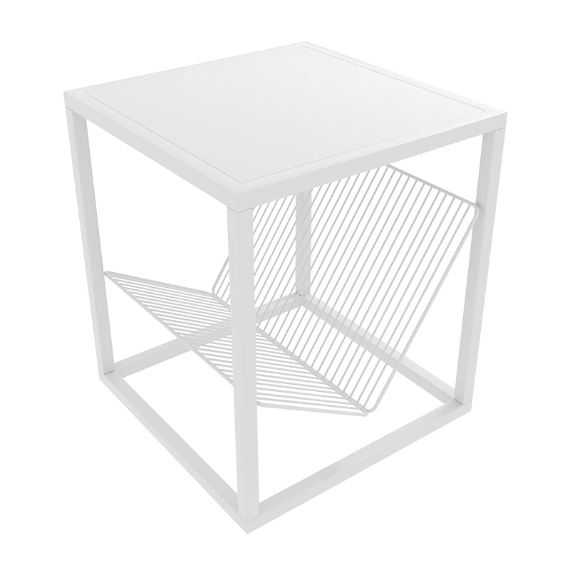1 Shelf Metal Nightstand Industrial Open Storage Night Table ,17.7" Tall White 1 Piece Clearhalo 'Bedroom Furniture' 'furn' 'furn_night_stand' 'Furniture' 'night_stand' 'Nightstands' 6469863