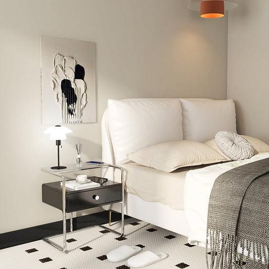 1 Regalglas Top Nachttisch zeitgenössischer Schubladen Aufbewahrungstisch, 20,5 "groß