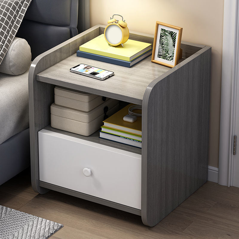 Engineered Wood Bed Nightstand Modern Accent Table Nightstand for Bedroom Grey 1 Piece 1 Clearhalo 'Bedroom Furniture' 'furn' 'furn_night_stand' 'Furniture' 'night_stand' 'Nightstands' 6470048