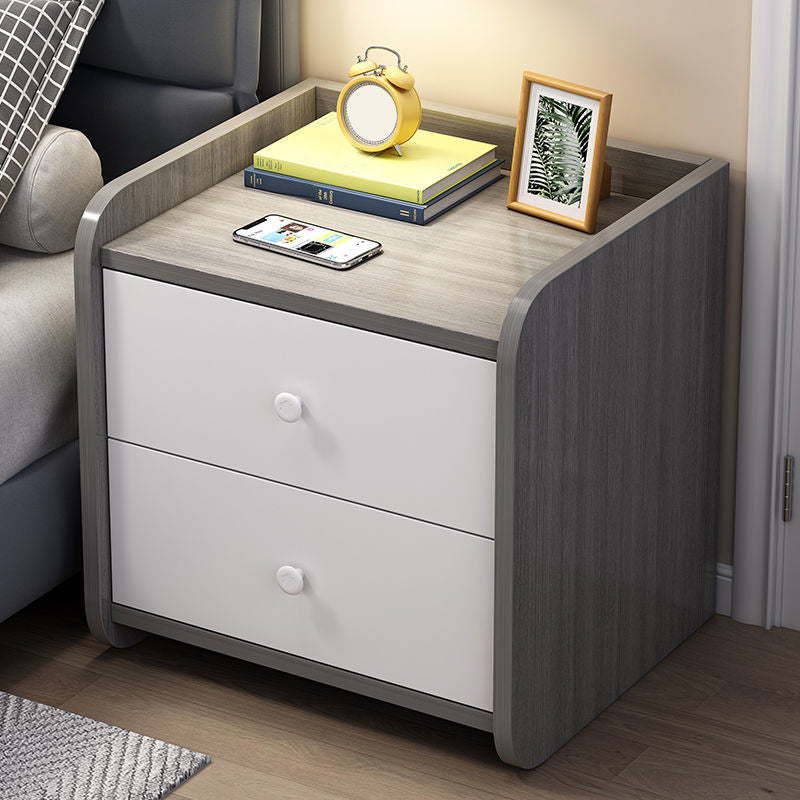 Engineered Wood Bed Nightstand Modern Accent Table Nightstand for Bedroom Grey 1 Piece 2 Clearhalo 'Bedroom Furniture' 'furn' 'furn_night_stand' 'Furniture' 'night_stand' 'Nightstands' 6470049