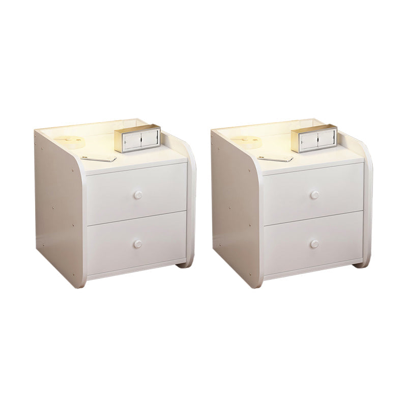 Engineered Wood Bed Nightstand Modern Accent Table Nightstand for Bedroom White 2 Piece Set 2 Clearhalo 'Bedroom Furniture' 'furn' 'furn_night_stand' 'Furniture' 'night_stand' 'Nightstands' 6470050