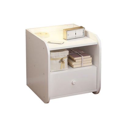 Engineered Wood Bed Nightstand Modern Accent Table Nightstand for Bedroom White 1 Piece 1 Clearhalo 'Bedroom Furniture' 'furn' 'furn_night_stand' 'Furniture' 'night_stand' 'Nightstands' 6470054