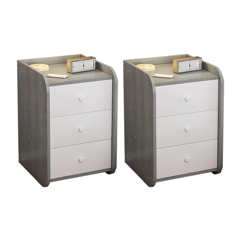 Engineered Wood Bed Nightstand Modern Accent Table Nightstand for Bedroom Grey 2 Piece Set 3 Clearhalo 'Bedroom Furniture' 'furn' 'furn_night_stand' 'Furniture' 'night_stand' 'Nightstands' 6470062