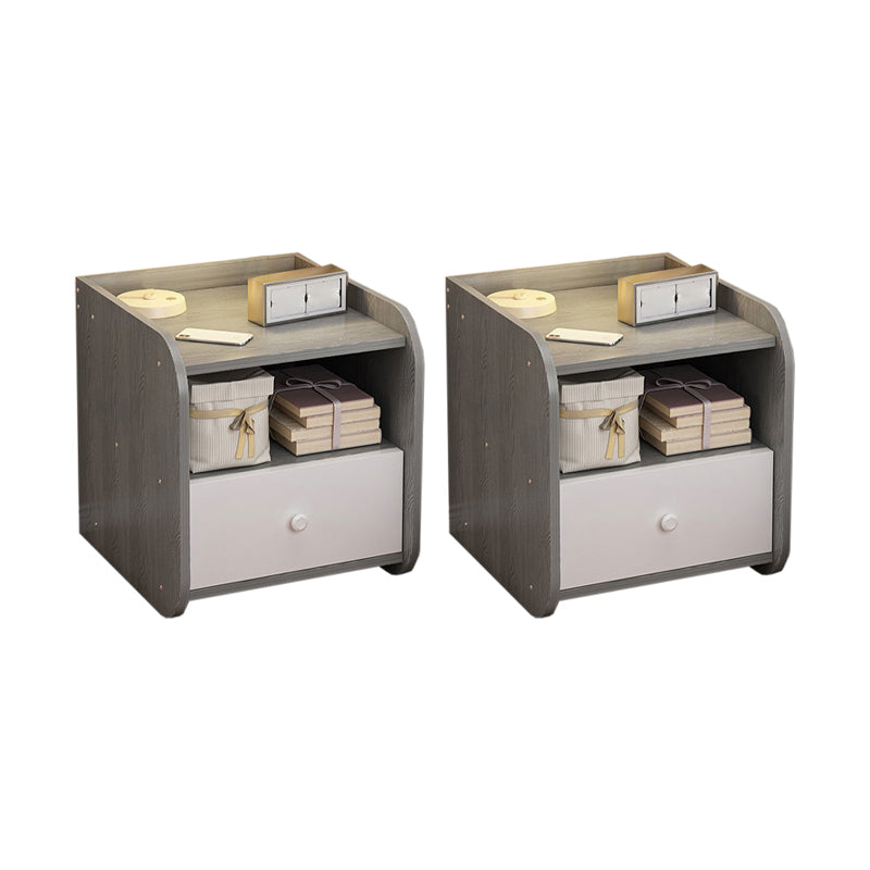 Engineered Wood Bed Nightstand Modern Accent Table Nightstand for Bedroom Grey 2 Piece Set 1 Clearhalo 'Bedroom Furniture' 'furn' 'furn_night_stand' 'Furniture' 'night_stand' 'Nightstands' 6470063