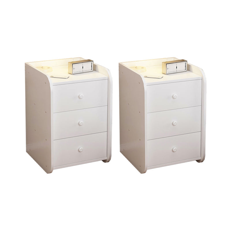 Engineered Wood Bed Nightstand Modern Accent Table Nightstand for Bedroom White 2 Piece Set 3 Clearhalo 'Bedroom Furniture' 'furn' 'furn_night_stand' 'Furniture' 'night_stand' 'Nightstands' 6470065