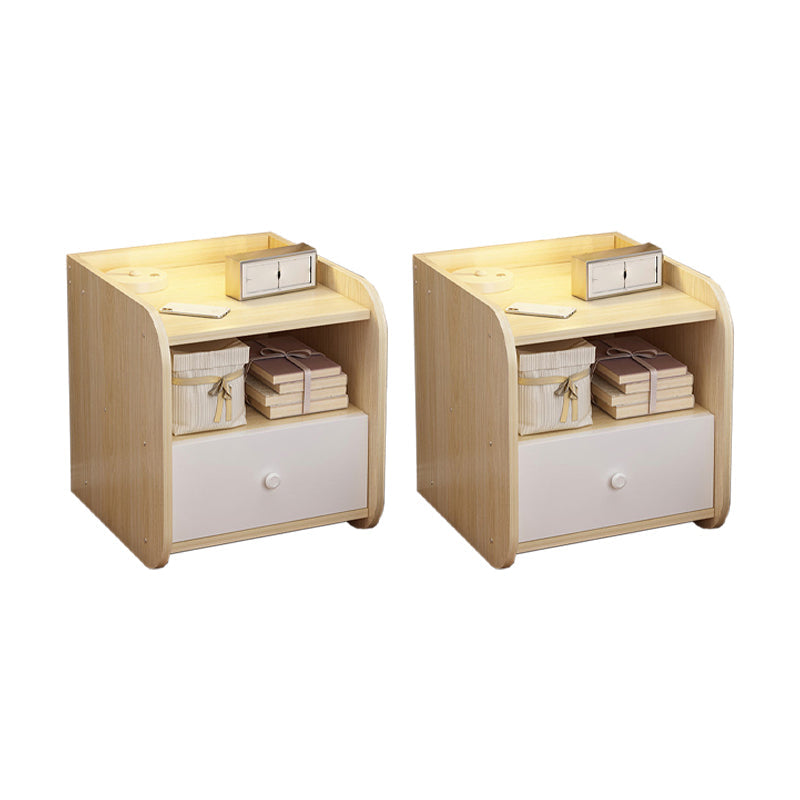 Engineered Wood Bed Nightstand Modern Accent Table Nightstand for Bedroom Wood 2 Piece Set 1 Clearhalo 'Bedroom Furniture' 'furn' 'furn_night_stand' 'Furniture' 'night_stand' 'Nightstands' 6470067