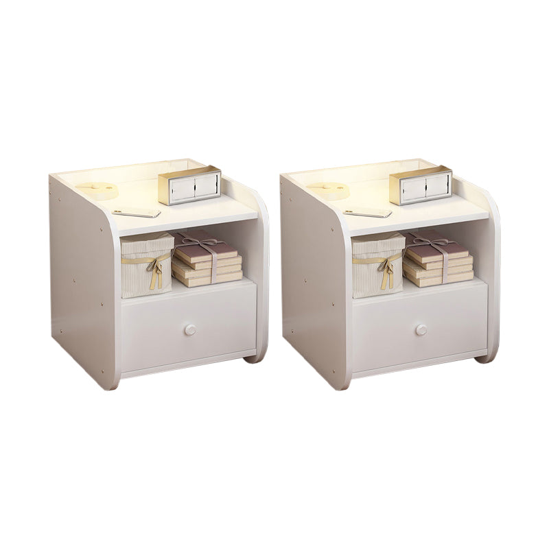 Engineered Wood Bed Nightstand Modern Accent Table Nightstand for Bedroom White 2 Piece Set 1 Clearhalo 'Bedroom Furniture' 'furn' 'furn_night_stand' 'Furniture' 'night_stand' 'Nightstands' 6470068