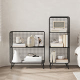 Contemporary Metal Nightstand Open Storage Night Table with Legs