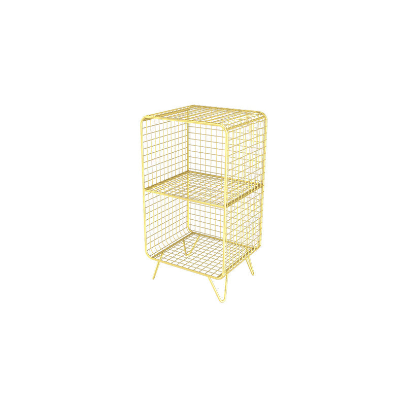 Contemporary Metal Nightstand Open Storage Night Table with Legs