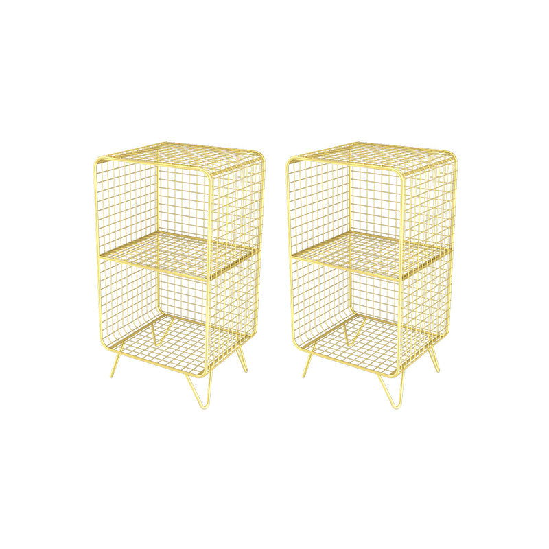 Contemporary Metal Nightstand Open Storage Night Table with Legs