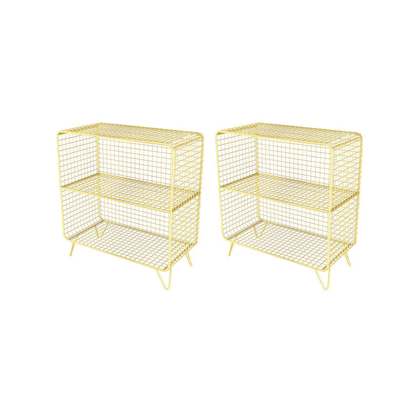 Contemporary Metal Nightstand Open Storage Night Table with Legs