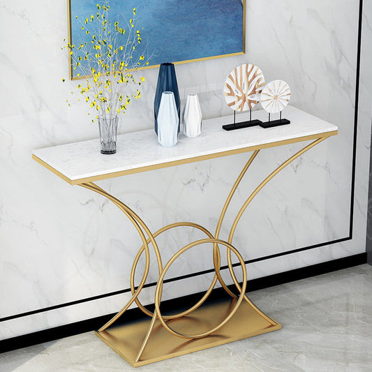 Marble Glam Console Table 31.5" Tall 1-shelf Accent Table for Hall