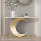 31.5 "H Glam Mal Half Moon Consola Acento de acento Tabla de consola de acabado antiguo