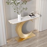 31.5 "H Glam Mal Half Moon Consola Acento de acento Tabla de consola de acabado antiguo