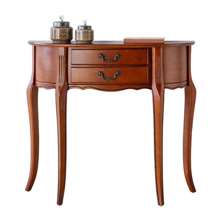 35.43 "Mesa de consola de 2 cavadores de altura Mada de madera maciza Mesa Fin de Media Luna para Hall