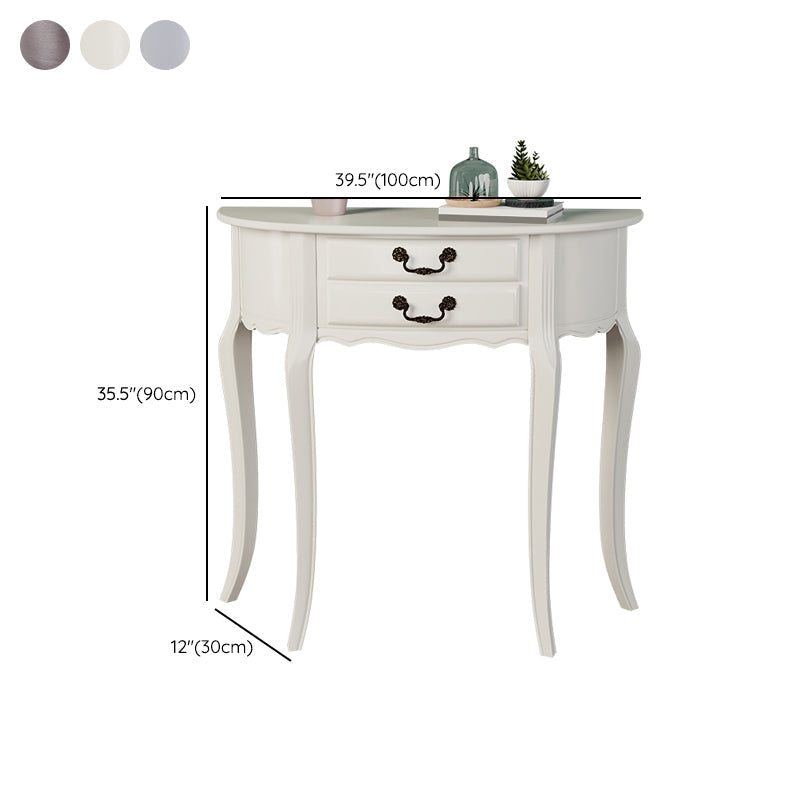 35.43 "Mesa de consola de 2 cavadores de altura Mada de madera maciza Mesa Fin de Media Luna para Hall