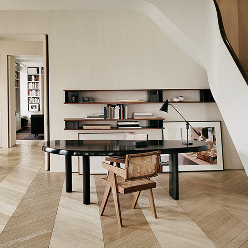 Scrivania industriale scrivania in legno massiccio in nero con le gambe