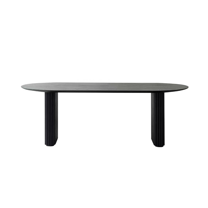 Scrivania industriale da ufficio a legna in legno in nero in nero con le gambe