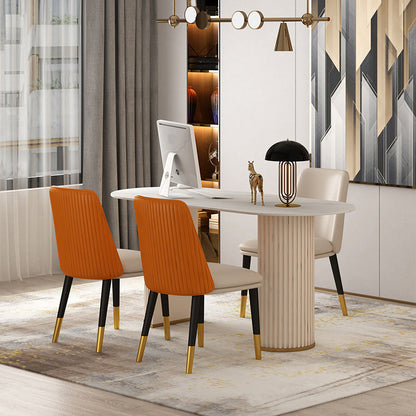 Bureau de bureau d'écriture ovale contemporain Bureau de bureau en blanc avec des jambes