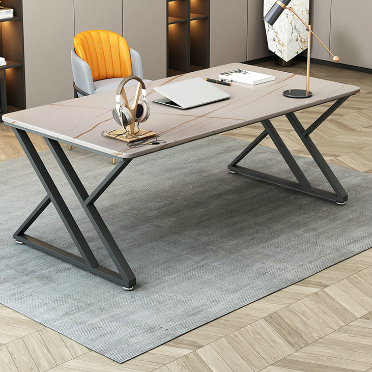 29.53" H Contemporary Office Desk Antique Finish Rectangular Computer Desk 55.1"L x 31.5"W x 29.5"H Clearhalo 'furn' 'furn_office_desk' 'Furniture' 'Office Desks' 'Office Furniture' 'office_desk' 6471364