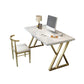 Wooden Rectangular Writing Desk Glam 29.53" Tall Office Desk with Iron Legs Clearhalo 'furn' 'furn_office_desk' 'Furniture' 'Office Desks' 'Office Furniture' 'office_desk' 6471395