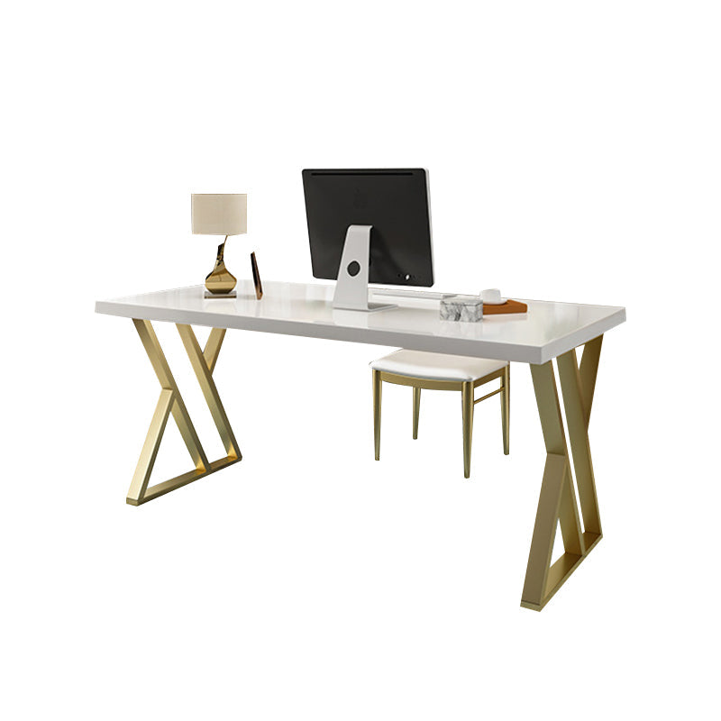 Wooden Rectangular Writing Desk Glam 29.53" Tall Office Desk with Iron Legs Clearhalo 'furn' 'furn_office_desk' 'Furniture' 'Office Desks' 'Office Furniture' 'office_desk' 6471399