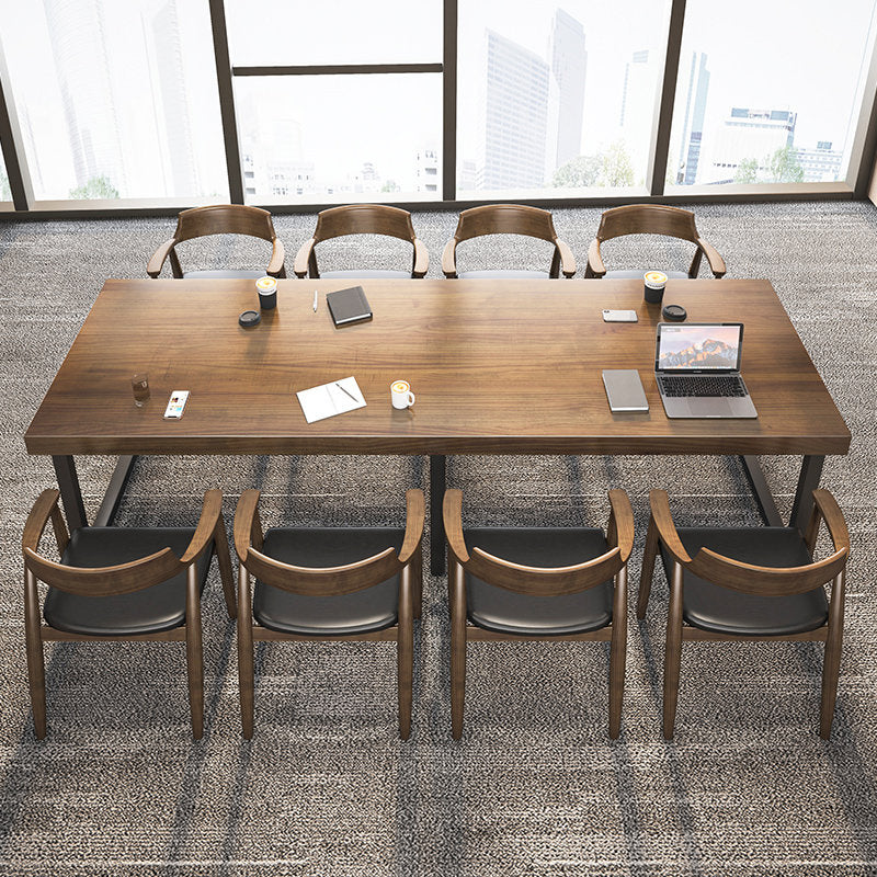 Bureau de bureau rectangulaire industriel Bureau exécutif en bois massif avec des jambes en métal