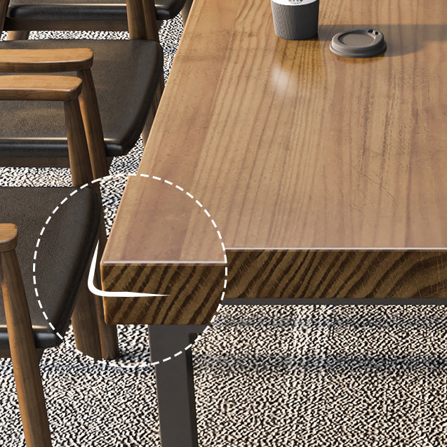 Bureau de bureau rectangulaire industriel Bureau exécutif en bois massif avec des jambes en métal