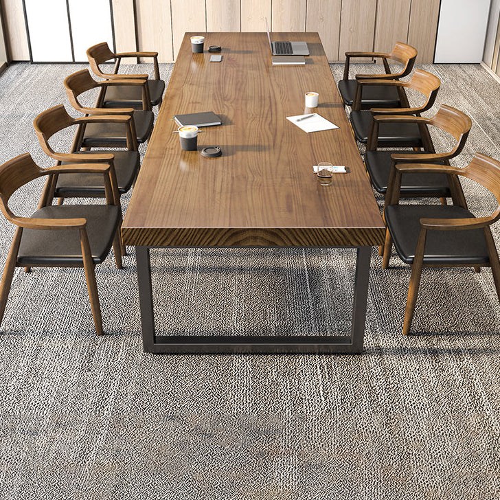 Bureau de bureau rectangulaire industriel Bureau exécutif en bois massif avec des jambes en métal