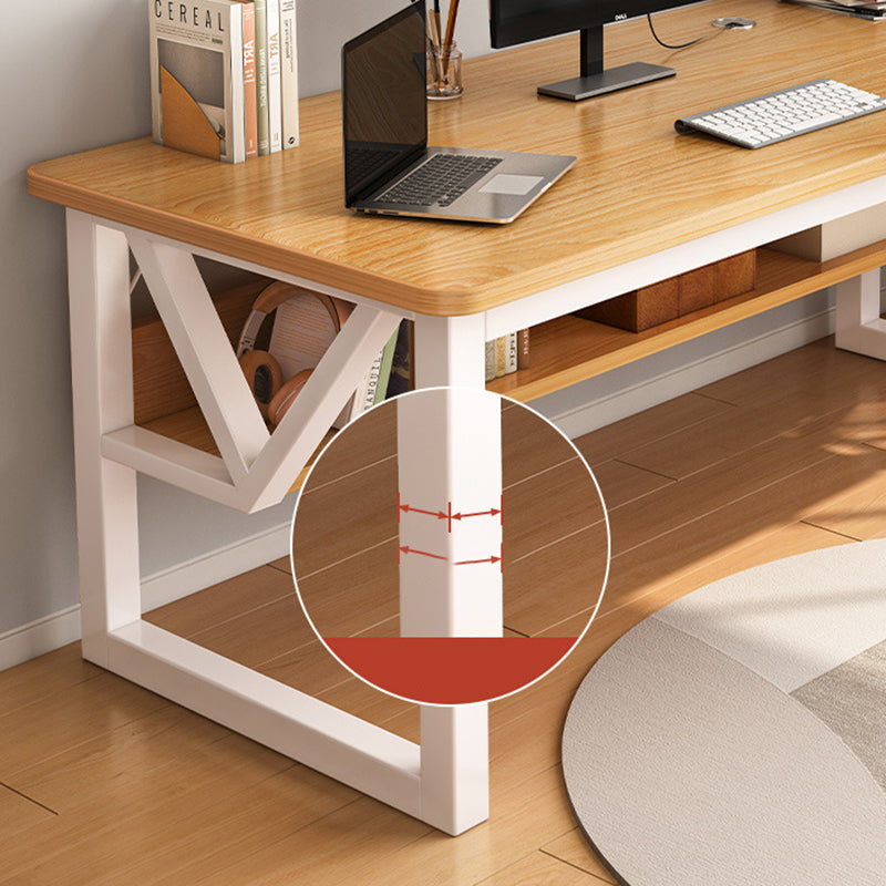 Industrial Curved Office Desk Antique Finish Computer Desk with Metal Legs Clearhalo 'furn' 'furn_office_desk' 'Furniture' 'Office Desks' 'Office Furniture' 'office_desk' 6471495