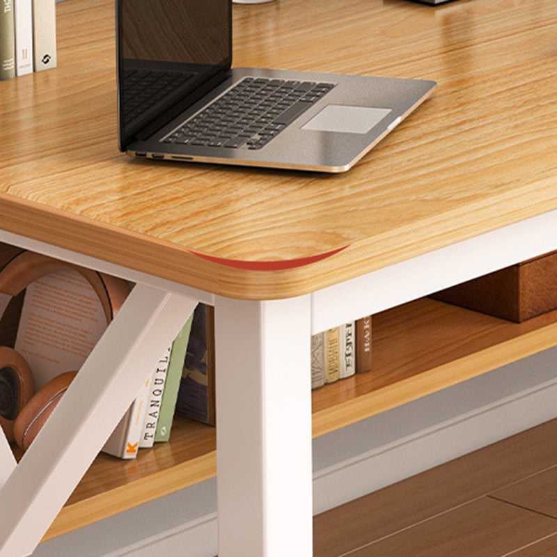 Industrial Curved Office Desk Antique Finish Computer Desk with Metal Legs Clearhalo 'furn' 'furn_office_desk' 'Furniture' 'Office Desks' 'Office Furniture' 'office_desk' 6471496