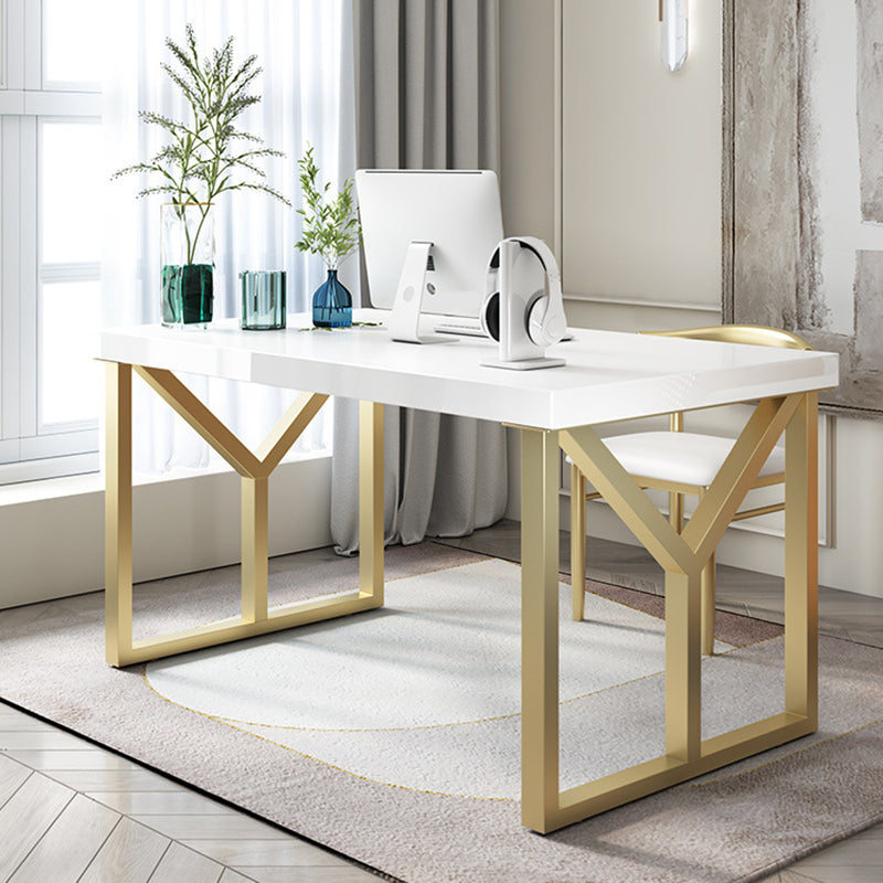 Glam Solid Wood Office Desk Sled Base 29.53 "Tall Writing Desk