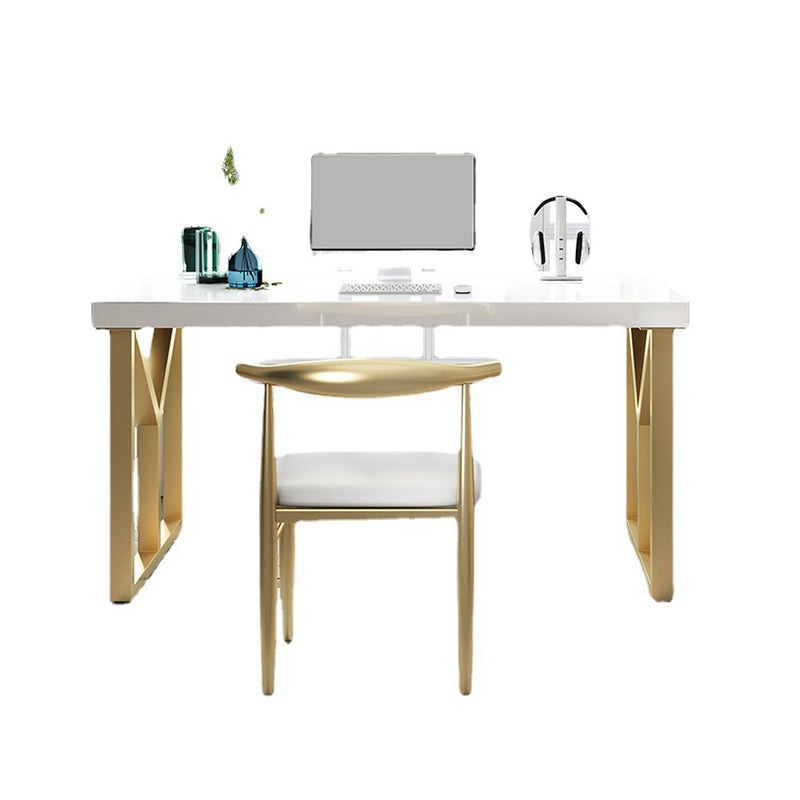 Glam Solid Wood Office Desk Sled Base 29.53 "Tall Writing Desk