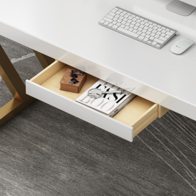 Glam Solid Wood Office Desk Sled Base 29.53 "Tall Writing Desk