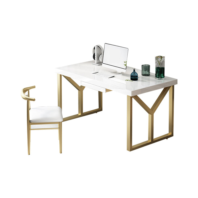 Glam Solid Wood Office Desk Sled Base 29.53 "Tall Writing Desk