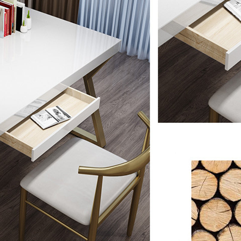 Solid Wood Rectangular Writing Desk 29.53-inch Tall Office Desk with Shelf Clearhalo 'furn' 'furn_office_desk' 'Furniture' 'Office Desks' 'Office Furniture' 'office_desk' 6471531