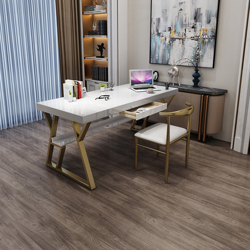 Solid Wood Rectangular Writing Desk 29.53-inch Tall Office Desk with Shelf Clearhalo 'furn' 'furn_office_desk' 'Furniture' 'Office Desks' 'Office Furniture' 'office_desk' 6471534