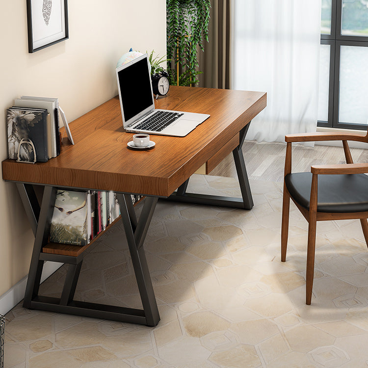 Bureau d'ordinateur en bois naturel bureau rectangulaire industriel