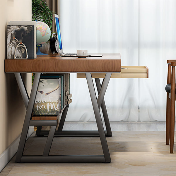 Bureau d'ordinateur en bois naturel bureau rectangulaire industriel