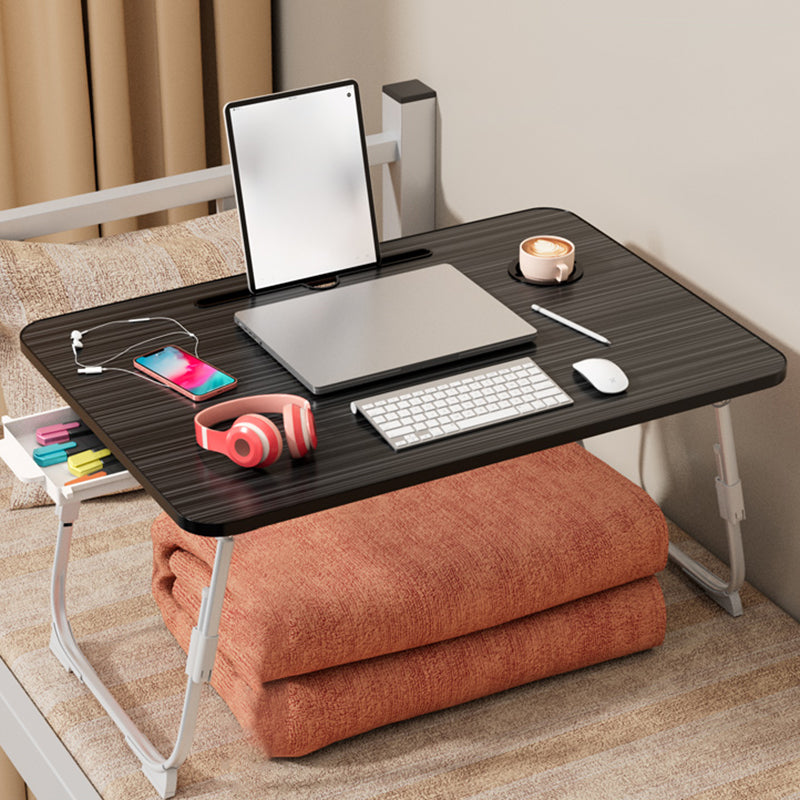 Contemporary Engineered Wood Writing Desk Bedroom Office Desk with White Legs 27.6"L x 18.9"W x 15.7"H Black Clearhalo 'furn' 'furn_office_desk' 'Furniture' 'Office Desks' 'Office Furniture' 'office_desk' 6471559