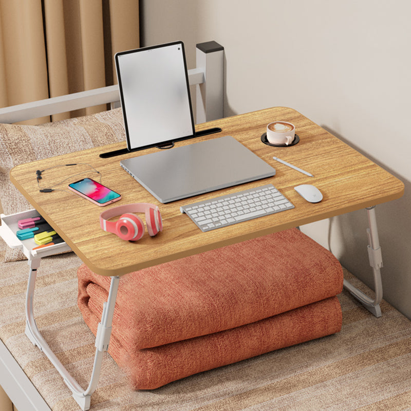 Contemporary Engineered Wood Writing Desk Bedroom Office Desk with White Legs Nut-Brown Clearhalo 'furn' 'furn_office_desk' 'Furniture' 'Office Desks' 'Office Furniture' 'office_desk' 6471566