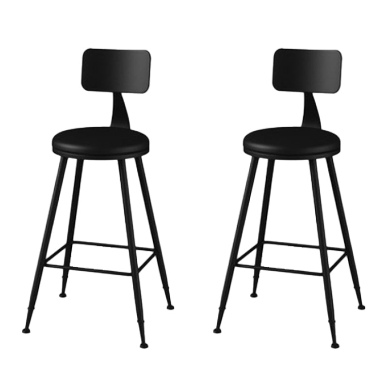 Modern Backrest Armless Counter Stool Iron Bar Stool with Leather Cushion for Dining Room Black 2 Piece Set Counter Stool(26"H) Clearhalo 'Bar Furniture' 'Bar Stools' 'bar_stools' 'furn' 'furn_bar_stools' 'Furniture' 'Kitchen & Dining Furniture' 6471633
