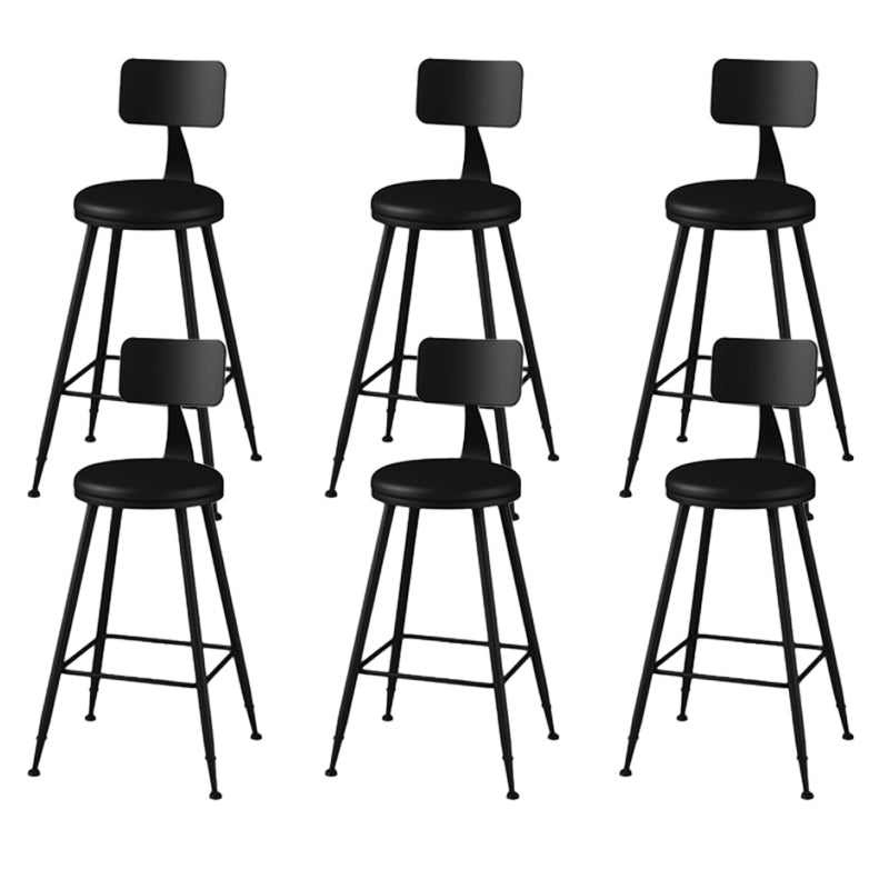 Modern Backrest Armless Counter Stool Iron Bar Stool with Leather Cushion for Dining Room Black 6 Piece Set Counter Stool(26"H) Clearhalo 'Bar Furniture' 'Bar Stools' 'bar_stools' 'furn' 'furn_bar_stools' 'Furniture' 'Kitchen & Dining Furniture' 6471637