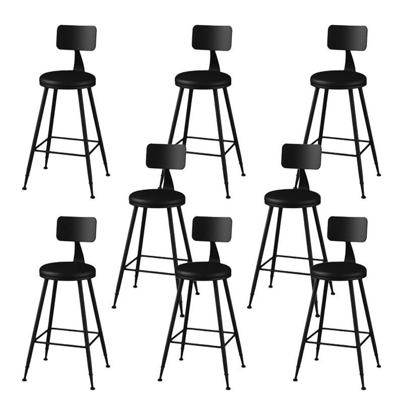 Modern Backrest Armless Counter Stool Iron Bar Stool with Leather Cushion for Dining Room Black 8 Piece Set Counter Stool(26"H) Clearhalo 'Bar Furniture' 'Bar Stools' 'bar_stools' 'furn' 'furn_bar_stools' 'Furniture' 'Kitchen & Dining Furniture' 6471639