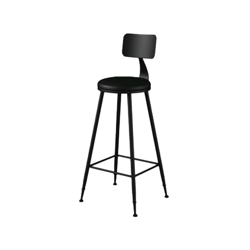 Modern Backrest Armless Counter Stool Iron Bar Stool with Leather Cushion for Dining Room Black 1 Piece Bar Stool(30"H) Clearhalo 'Bar Furniture' 'Bar Stools' 'bar_stools' 'furn' 'furn_bar_stools' 'Furniture' 'Kitchen & Dining Furniture' 6471640