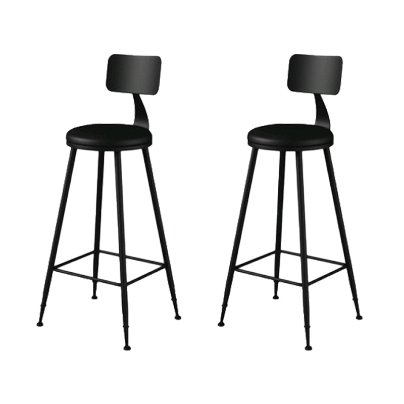 Modern Backrest Armless Counter Stool Iron Bar Stool with Leather Cushion for Dining Room Black 2 Piece Set Bar Stool(30"H) Clearhalo 'Bar Furniture' 'Bar Stools' 'bar_stools' 'furn' 'furn_bar_stools' 'Furniture' 'Kitchen & Dining Furniture' 6471643