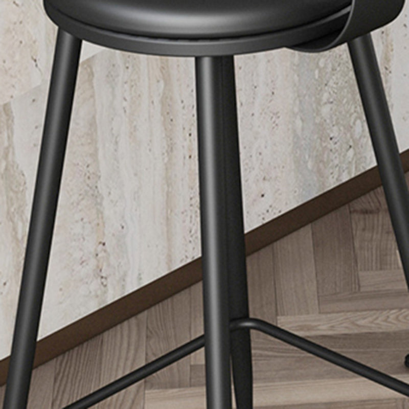 Modern Backrest Armless Counter Stool Iron Bar Stool with Leather Cushion for Dining Room Clearhalo 'Bar Furniture' 'Bar Stools' 'bar_stools' 'furn' 'furn_bar_stools' 'Furniture' 'Kitchen & Dining Furniture' 6471644